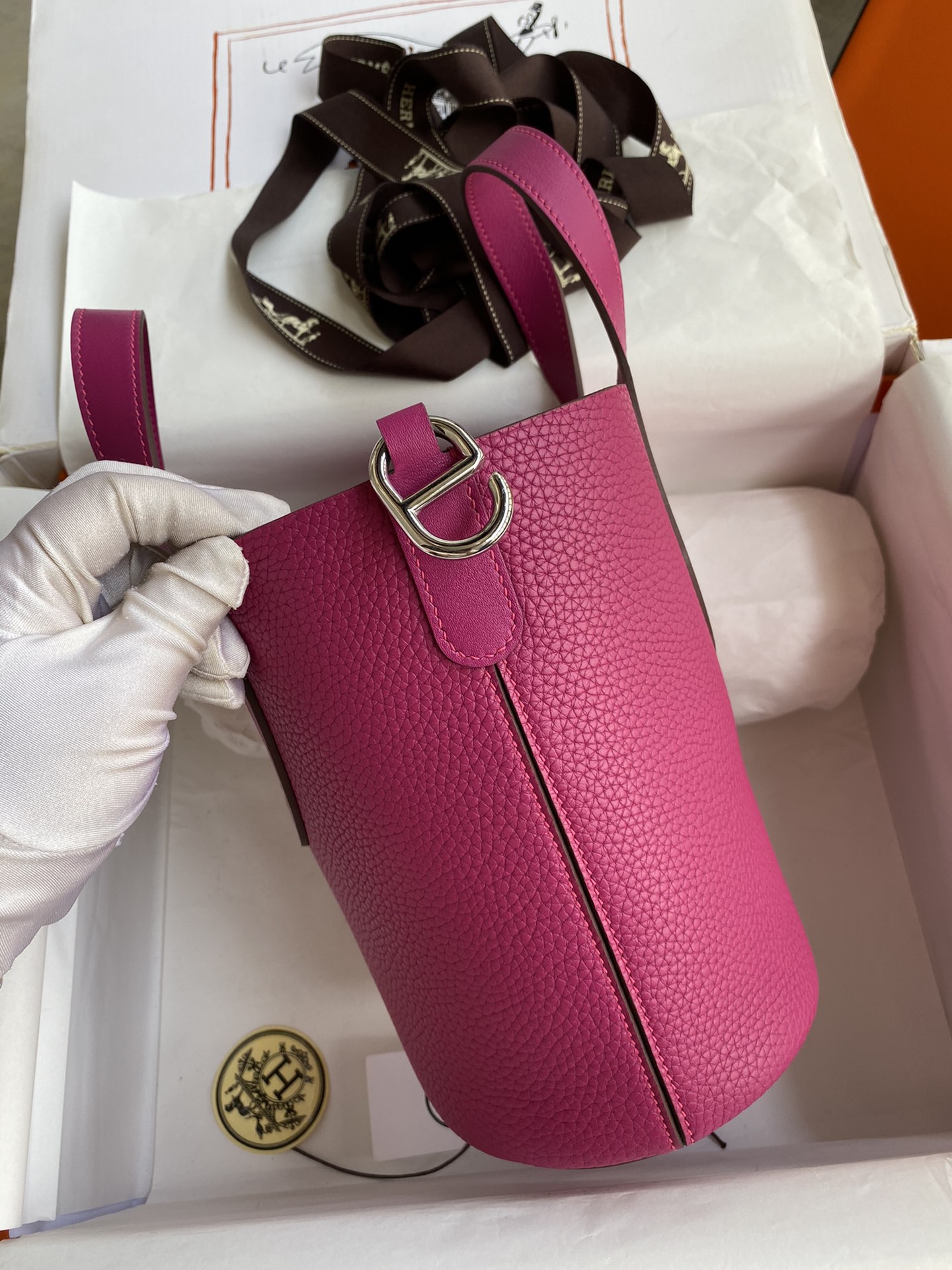 Hermes In The Loop 18 Bag In Rose Purple Clemence Leather